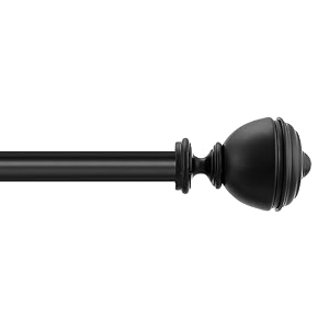 deco window metal 36 to 66 inches adjustable black curtain rod for windows amp doors 1 inch single drapery pole with decorative oval urn finials