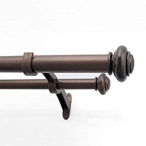 deco window 4 pcs 52-144 extendable double curtain rod with brackets for door amp windows adjustable length heavy duty iron dual telescopic drapery pole with endcap disc finials 25mm diameter brown