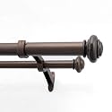 Deco Window 4 Pcs 52�-144� Extendable Double Curtain Rod with Brackets for Door &amp; Windows Adjustable Length Heavy Duty Iron Dual Telescopic Drapery Pole with Endcap Disc Finials (25mm Diameter, Brown)