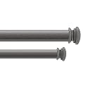 Deco Window 4 Pcs 52 To 144 Adjustable Extendable Double Curtain Rod With Brackets For Door &amp; Windows Adjustable Length Heavy Duty Iron Pole With Endcap Tapper Finials (1" Diameter, Charcoal), Black