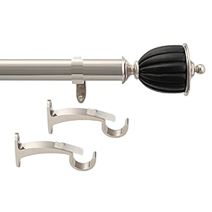 deco window 36-66 extendable curtain rod with brackets for door amp windows adjustable length dual telescopic drapery pole with redded trophy finials 25mm diameter satin silver