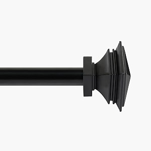 deco window 1834-4434 adjustable rustproof curtain rod for doors amp windows with brackets extendable iron metal pipe holder with staked square finials black25mm diameter