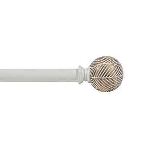 deco window 4434-12034 adjustable rustproof curtain rod for doors amp windows with brackets extendable iron metal pipe holder with moroccan ball finials ivory25mm diameter