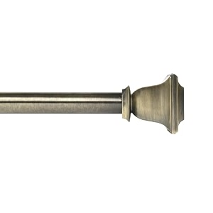 deco window 4434-12034 adjustable rustproof curtain rod for doors amp windows with brackets extendable iron metal pipe holder with staked square finials black25mm diameter