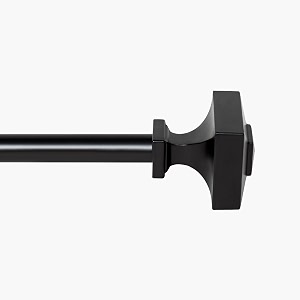 deco window 4434-12034 adjustable rustproof curtain rod for doors amp windows with brackets extendable iron metal pipe holder with square finials black19mm diameter