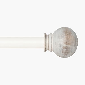 deco window 4434-12034 adjustable rustproof curtain rod for doors amp windows with brackets extendable iron metal pipe holder with wood ball finials ivory25mm diameter