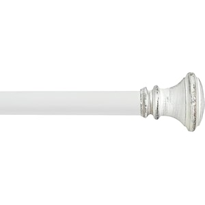 deco window 4434-12034 adjustable rustproof curtain rod for doors amp windows with brackets extendable iron metal pipe holder with wood trumpet finials ivory25mm diameter