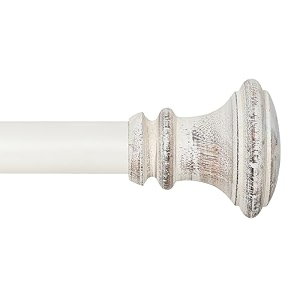 deco window 1834-4434 adjustable rustproof curtain rod for doors amp windows with brackets extendable iron metal pipe holder with wood trumpet finials ivory25mm diameter