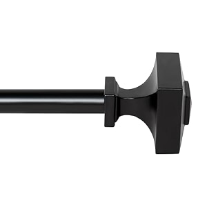 deco window 1834-4434 adjustable rustproof curtain rod for doors amp windows with brackets extendable iron metal pipe holder with square finials black19mm diameter