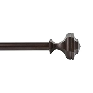 deco window 4434-12034 adjustable rustproof curtain rod for doors amp windows with brackets extendable iron metal pipe holder with staked square finials black25mm diameter
