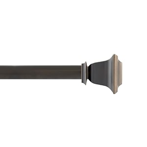 deco window 4434-12034 adjustable rustproof curtain rod for doors amp windows with brackets extendable iron metal pipe holder with staked square finials black25mm diameter