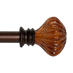 deco window 1834-4434 adjustable rustproof curtain rod for doors amp windows with brackets extendable iron metal pipe holder with glass mushroom finials brown19mm diameter