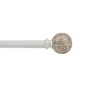Deco Window 44"-120" Adjustable Rustproof Curtain Rod for Doors & Windows with Brackets, Extendable Iron Metal Pipe Holder with Moroccan Ball Finials (Ivory,25MM Diameter)
