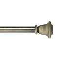 Deco Window 44"-120" Adjustable Rustproof Curtain Rod for Doors &amp; Windows with Brackets, Extendable Iron Metal Pipe Holder with Staked Square Finials (Black,25MM Diameter)