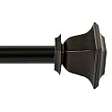 Deco Window 18"-44" Adjustable Rustproof Curtain Rod for Doors &amp; Windows with Brackets, Extendable Iron Metal Pipe Holder with Quatro Finials (Bronze,25MM Diameter)