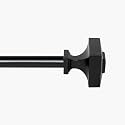 Deco Window 44"-120" Adjustable Rustproof Curtain Rod for Doors & Windows with Brackets, Extendable Iron Metal Pipe Holder with Square Finials (Black,19MM Diameter)