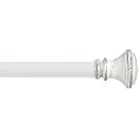 Deco Window 44"-120" Adjustable Rustproof Curtain Rod for Doors &amp; Windows with Brackets, Extendable Iron Metal Pipe Holder with Wood trumpet Finials (Ivory,25MM Diameter)