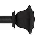 Deco Window 44"-120" Adjustable Rustproof Curtain Rod for Doors &amp; Windows with Brackets, Extendable Iron Metal Pipe Holder with Quatro Finials (Black,25MM Diameter)