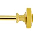 Deco Window Adjustable Curtain Rod for Windows 44 to 120 Inch (Pack of 1) Extendable Heavy Duty 3/4 Inch Iron Drapery Pole with Stacked Square Finials Curtain Rods (Gold)