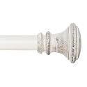 Deco Window 18"-44" Adjustable Rustproof Curtain Rod for Doors &amp; Windows with Brackets, Extendable Iron Metal Pipe Holder with Wood trumpet Finials (Ivory,25MM Diameter)