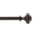 Deco Window 44"-120" Adjustable Rustproof Curtain Rod for Doors &amp; Windows with Brackets, Extendable Iron Metal Pipe Holder with Staked Square Finials (Black,25MM Diameter)