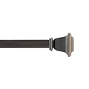 Deco Window 44"-120" Adjustable Rustproof Curtain Rod for Doors &amp; Windows with Brackets, Extendable Iron Metal Pipe Holder with Staked Square Finials (Black,25MM Diameter)