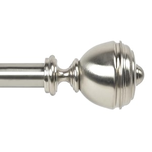 deco window basics 5234-14434 adjustable curtain rod for door amp windows with brackets set curtains hanging extendable iron metal pipe holder with oval urn finials satin silver 25mm diameter