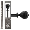 Deco Window Metal 36 To 66 Inches Adjustable Black Curtain Rod For Windows &amp; Doors 1 Inch Single Drapery Pole With Decorative Oval Urn Finials