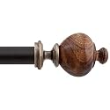Deco Window Curtain Rod Extendable 44 to 120 Inch | Heavy Duty Iron Telescopic Pole 1" Diameter Adjustable Length for Door &amp; Window Stacked Round Finials Brown Matte Finish