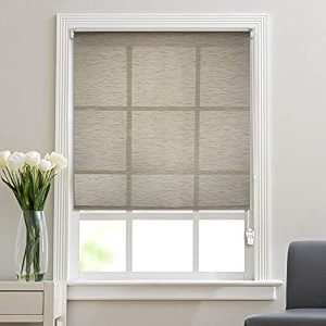 deco window sheer roller blinds for windows 3ft 4in x 7ft w x h roll-up shades light filtering sun uv protection polyester curtains for home amp office-dark beige