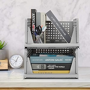 decology clothes organizer for wardrobe cupboard organizer for clothes foldable and stackable closet organizer drawer organizer for clothes multi purpose plastic shirts tops 2pcs-large grey