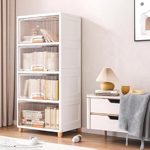 decology clothes organizer for wardrobe cupboard organizer for clothes foldable and stackable closet organizer drawer organizer for clothes 4pcs cuboard rack -transparent single door