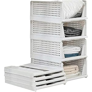 decology plastic rackskitchen cupboardcupboard rackstackable basketwardrobe for clothesmultipurpose organizercloset for bedroomliving roomlaundrybookshelf 1pcscuboard rack -transparent