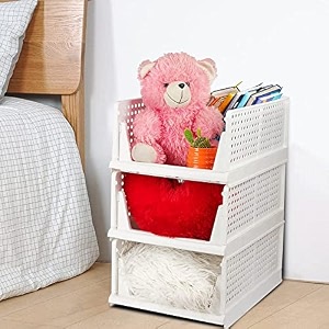 decology clothes organizer for wardrobe cupboard organizer for clothes foldable and stackable closet organizer drawer organizer for clothes multi purpose plastic shirts tops 3pcs-large white