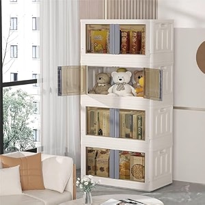 decology clothes organizer for wardrobe cupboard organizer for clothes foldable and stackable closet organizer drawer organizer for clothes 4pcs cuboard rack -transparent single door