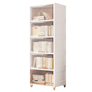 decology plastic rackskitchen cupboardcupboard rackstackable basketwardrobe for clothesmultipurpose organizercloset for bedroomliving roomlaundrybookshelf 5pcscuboard rack-transparent