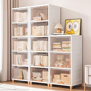 decology plastic rackskitchen cupboardcupboard rackstackable basketwardrobe for clothesmultipurpose organizercloset for bedroomliving roomlaundrybookshelf 6pcscuboard rack -transparent