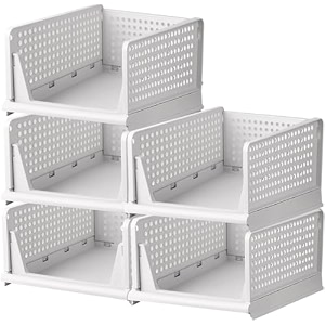 decology clothes organizer for wardrobe cupboard organizer for clothes foldable and stackable closet organizer drawer organizer for clothes multi purpose plastic shirts tops 5pc-large white