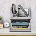 DecoLogy Clothes Organizer for Wardrobe Cupboard Organizer for Clothes Foldable and Stackable Closet Organizer Drawer Organizer for Clothes Multi Purpose Plastic Shirts Tops (2PCS-Large, Grey)