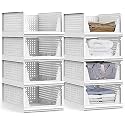 DecoLogy Clothes Organizer for Wardrobe Cupboard Organizer for Clothes Foldable and Stackable Closet Organizer Drawer Organizer for Clothes Multi Purpose Plastic Shirts Tops (6PC-Large, White)
