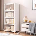 DecoLogy Clothes Organizer for Wardrobe Cupboard Organizer for Clothes Foldable and Stackable Closet Organizer Drawer Organizer for Clothes (4PCS, Cuboard Rack -(Transparent Single Door))