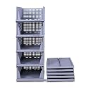 DecoLogy Clothes Organizer for Wardrobe Cupboard Organizer for Clothes Foldable and Stackable Closet Organizer Drawer Organizer for Clothes Multi Purpose Plastic Shirts Tops (3PCS-Large, Grey)