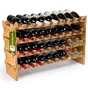 DECOMIL - 36 Bottle Large Wine Rack, Stackable & Modular Wine Storage Rack, Solid Bamboo Wine Holder Display Shelves, Wobble-Free (Four-Tier, 36 Bottle Capacity)