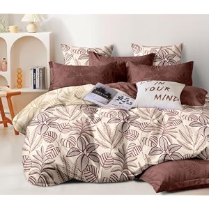 decomizer super soft glace cotton king size ac comforterblanketduvet for double bed with 1 flat bedsheet and 2 large pillow covers - 4 piece comforter set - beige anokhi