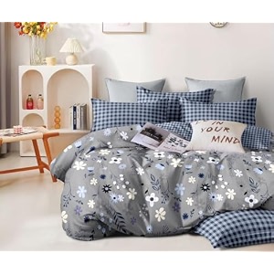 decomizer xxl microfiber soft cotton super king size bedsheet for double bed king size 108 inches x 108 inches 9 feet 275 x 275 cm with 2 large size pillow covers - navystar