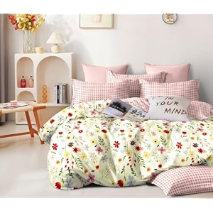 decomizer xxl microfiber soft cotton super king size bedsheet for double bed king size 108 inches x 108 inches 9 feet 275 x 275 cm with 2 large size pillow covers - aqua bush