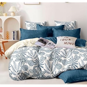 decomizer xxl microfiber soft cotton super king size bedsheet for double bed king size 108 inches x 108 inches 9 feet 275 x 275 cm with 2 large size pillow covers - aqua bush