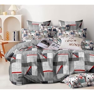 decomizer xxl microfiber soft cotton super king size bedsheet for double bed king size 108 inches x 108 inches 9 feet 275 x 275 cm with 2 large size pillow covers - greyredbox