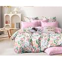 DECOMIZER XXL Microfiber Soft Cotton Super King Size Bedsheet for Double Bed, King Size 108 Inches X 108 Inches, 9 Feet, 275 X 275 cm with 2 Large Size Pillow Covers - WhitePinkFlowers