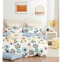 DECOMIZER XXL Microfiber Soft Cotton Super King Size Bedsheet for Double Bed, King Size 108 Inches X 108 Inches, 9 Feet, 275 X 275 cm with 2 Large Size Pillow Covers - Blue Sunflower